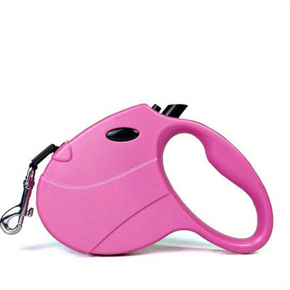 LED Retractable Dog Leash 16 Feet with Built-In Lights for Night Walks - Adjustable Durable PVC Traction Line for Small & Medium Dogs, Available with or without Light in Black Pink Red