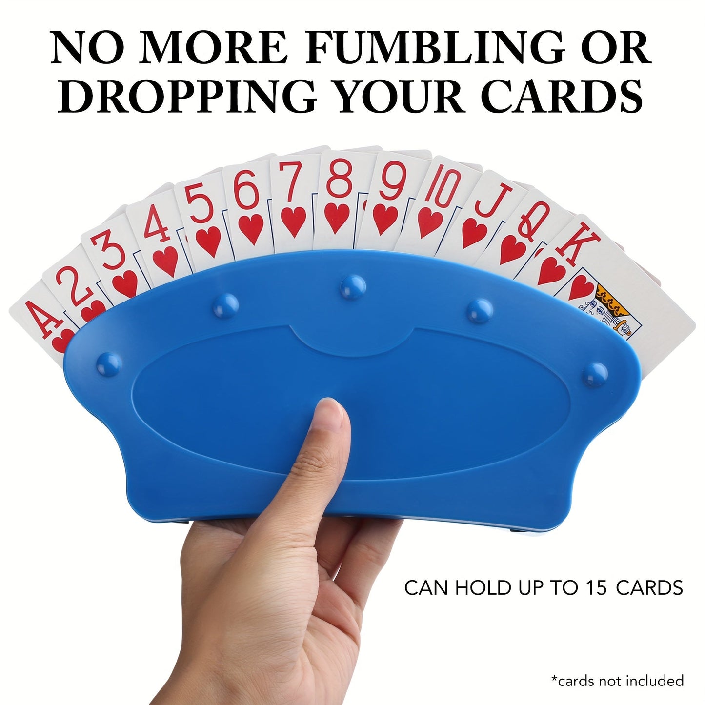 Playing Card Holder Rack 4pcs Hands-Free – Plastic Card Stand for Seniors & Adults, Holds 15 Cards, Fits Bridge & Poker Size, Family Card Game Accessory