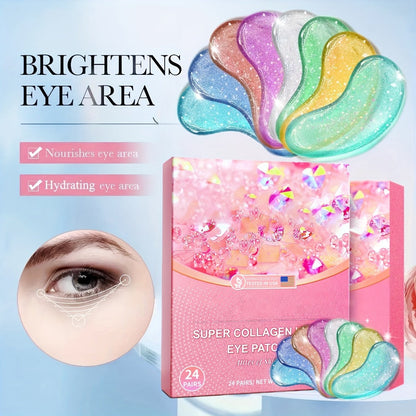 Collagen Under Eye Patches 24 Pairs - Hyaluronic Acid Gel Eye Mask for Dark Circles Puffiness Wrinkles Fine Lines Moisturizing Anti-Aging Eye Pads Women Skincare