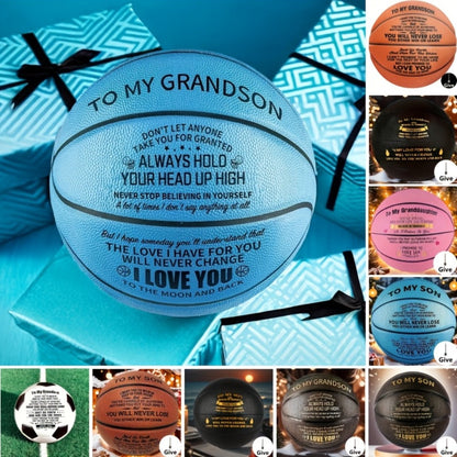 Personalized Basketball Gift for Son & Grandson Standard Size with Pump To My Son To My Grandson Heartfelt Message Sports Birthday Christmas Holiday Gift for Boys Teens