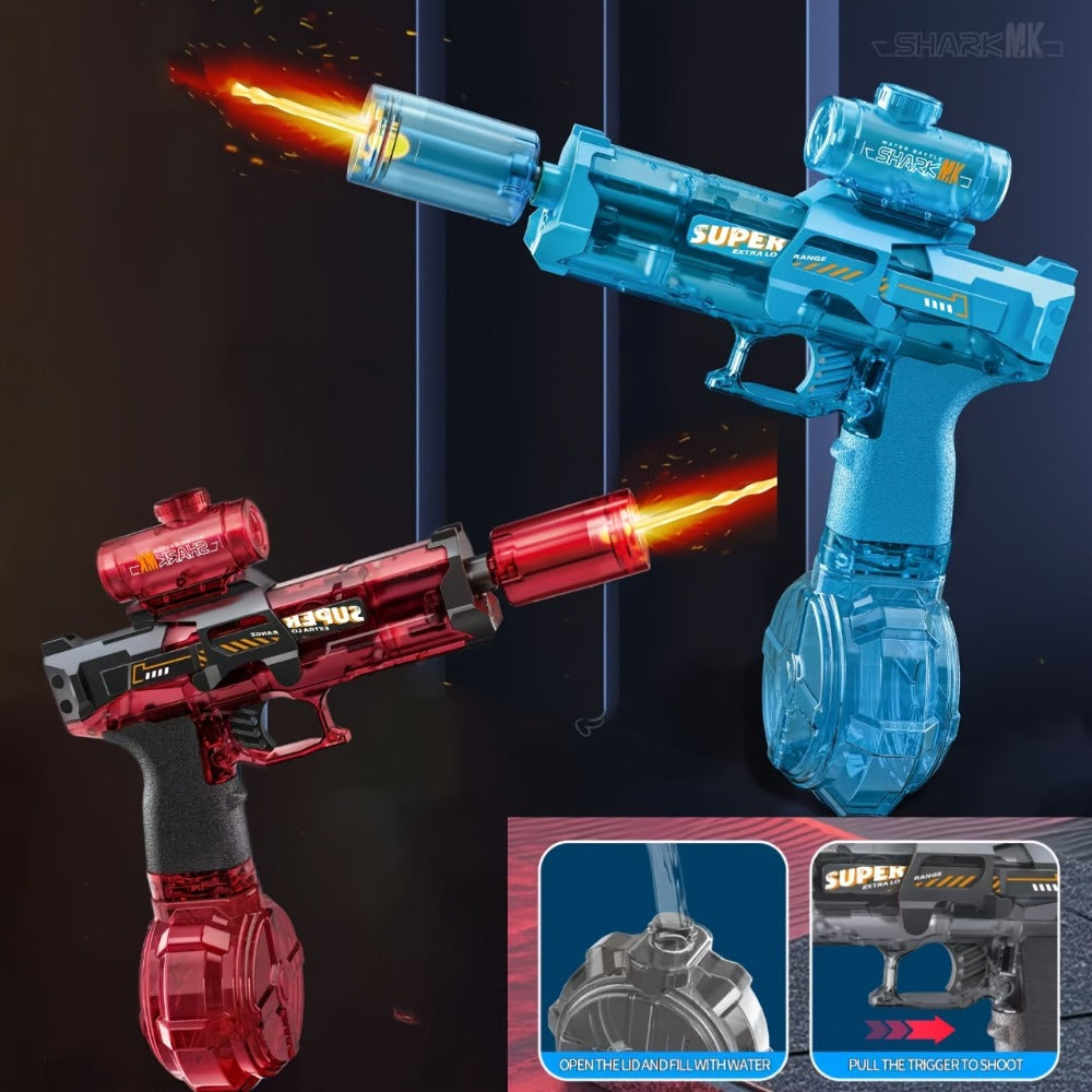 Automatic Electric Water Gun Large Capacity for Kids & Adults – High-Power Squirt Blaster for Pool Beach Lawn Backyard Summer Water Battle, Birthday Party Gift for Boys Girls Ages 6+ (Blue & Red)