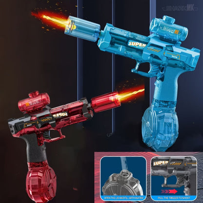 Automatic Electric Water Gun Large Capacity for Kids & Adults – High-Power Squirt Blaster for Pool Beach Lawn Backyard Summer Water Battle, Birthday Party Gift for Boys Girls Ages 6+ (Blue & Red)