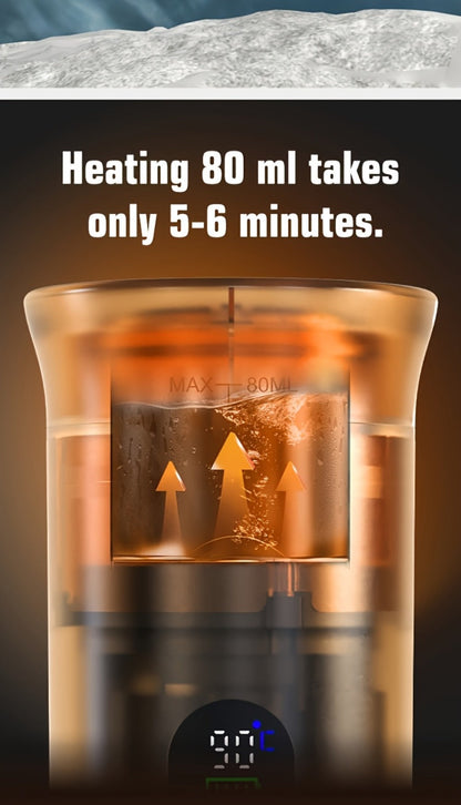 Portable Espresso Machine Type-C Charging Self-Heating – Single Serve Coffee Maker with Temperature & Battery Display, Hot & Cold Brew, Ground Coffee & Capsule Compatible, for Travel RV Hiking Office