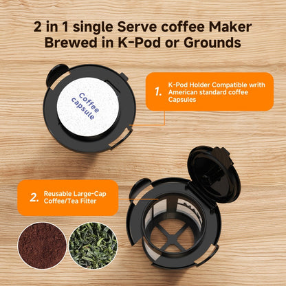 Coffee Maker One-Button Compact Specialty Coffee Machine – Fast Home Brewing, Space-Saving Countertop Design, Barista-Style Results, Available in Black & White