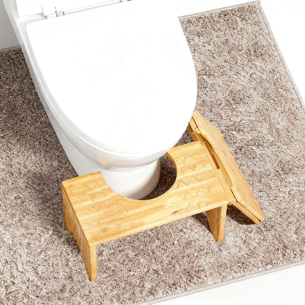 Toilet Stool Foldable Bamboo Squatting Stool – Ergonomic 7-Inch Height for Natural Constipation Relief | Collapsible Non-Slip Bathroom Footstool for Space Saving, Travel & Easy Storage