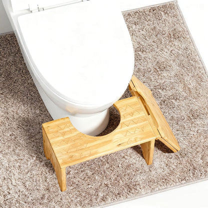 Toilet Stool Foldable Bamboo Squatting Stool – Ergonomic 7-Inch Height for Natural Constipation Relief | Collapsible Non-Slip Bathroom Footstool for Space Saving, Travel & Easy Storage