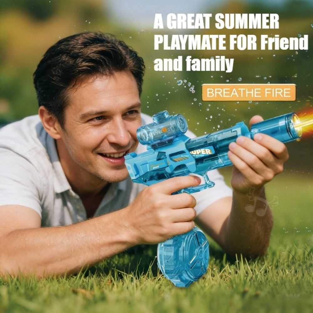 Kids Electric Water Gun with Large Capacity – Automatic Squirt Blaster for Boys & Girls, Outdoor Summer Toy for Swimming Pool Beach Lawn Backyard, Fun Birthday Party Gift, Black Blue