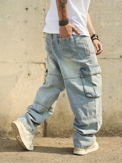 Men's Wide Leg Jeans - Distressed Wide Leg