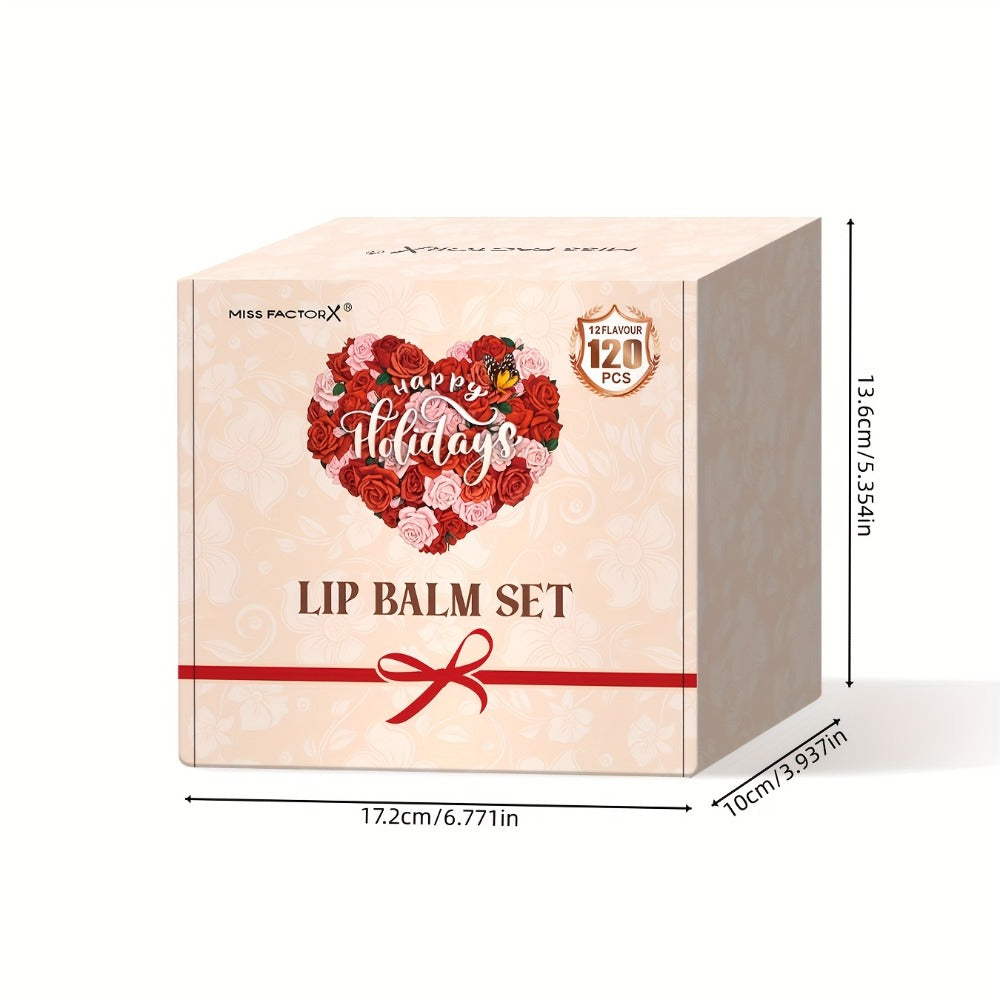 Moisturizing Lip Balm Bulk Set 120 Pcs — 12 Flavors Lip Butter with Jojoba Oil, Glossy Natural Shine Long-Lasting Hydration for All Skin Types, Holiday Party Favor Gift for Women Girls