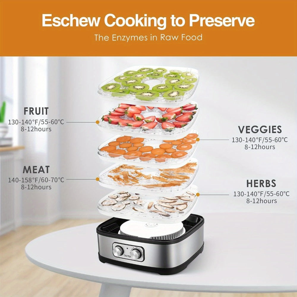 Food Dehydrator 240W with Temperature Control | BPA-Free Dishwasher-Safe Trays, Electric Food Dryer for Jerky, Fruits, Herbs & Vegetables, Recipe Book Included – 5-Tray & 8-Tray Options