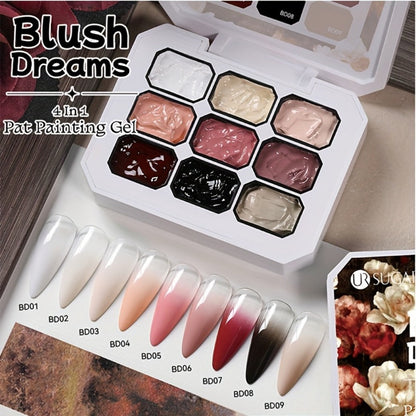 4-in-1 Pat Ombre Gel Nail Polish 9 Colors Gradient Stamping Painting Rub Powder – Solid Varnish for DIY French Manicure & Salon Nail Art, Chrome Glitter Effect for Women by UR SUGAR