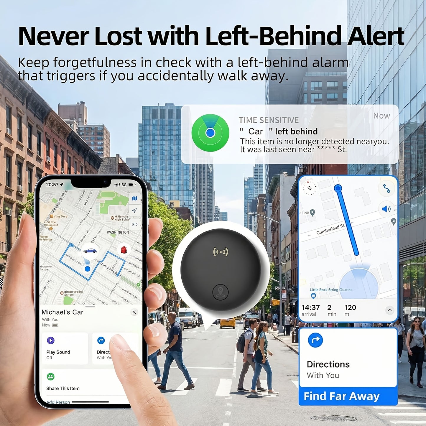 Car GPS Tracker - Built-in Strong Magnet, Magnetic Mini Vehicle Tracker, Real-Time Vehicle Tracking, No Monthly Fees/No SIM Card Required (Supports IOS Find My Feature Only), Global Anti-theft Device Suitable for Car, Truck, Bicycle, And Other Items