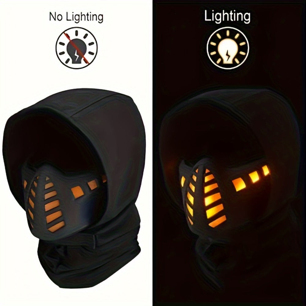 LED Rave Mask Cyberpunk Full Face Light Up Futuristic Sci-Fi – Breathable Halloween Cosplay Costume Mask for Bar Club Music Festival Rave Party, Photo Prop Gift for Men & Women Adults