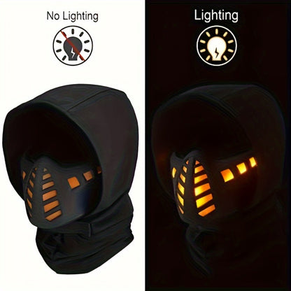 LED Rave Mask Cyberpunk Full Face Light Up Futuristic Sci-Fi – Breathable Halloween Cosplay Costume Mask for Bar Club Music Festival Rave Party, Photo Prop Gift for Men & Women Adults