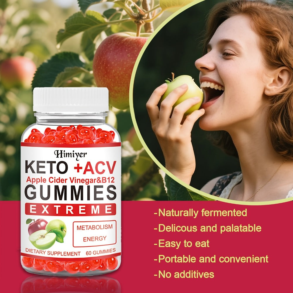 Keto ACV Gummies with Pomegranate Beet Juice B12 Vitamin C Vegan 60 Count for Women Men – Apple Cider Vinegar Gut Health Immune Support Energy Boost Daily Wellness Supplement