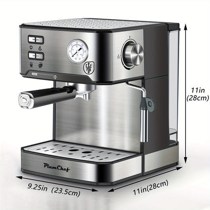 Espresso Machine Stainless Steel – Dual-Brew Coffee Maker with 54.1oz Water Tank, High-Pressure Steam Wand, ESE Pod & Ground Coffee Compatible, 1 & 2 Cup Brewing, Overpressure Protection for Home Barista