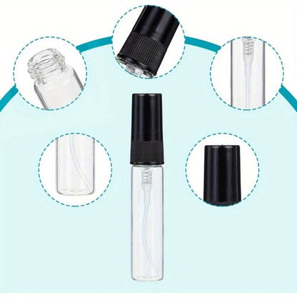 Mini Glass Spray Bottles 5ml 50 Pack Fine Mist Atomizer Refillable Black UV Glass Travel Perfume Bottles for Perfume Cologne Essential Oil Facial Mist Toner Setting Spray Sampling