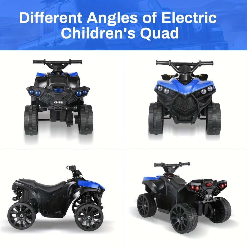 Kids Electric Ride-On ATV 4-Wheeler Quad with LED Headlights Foot Pedal Accelerator Anti-Slip Tires 55 lbs Capacity Outdoor Birthday Gift for Boys Girls Ages 3+ Black Red Blue Pink