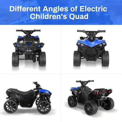Kids Electric Ride-On ATV 4-Wheeler Quad with LED Headlights Foot Pedal Accelerator Anti-Slip Tires 55 lbs Capacity Outdoor Birthday Gift for Boys Girls Ages 3+ Black Red Blue Pink