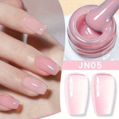 Nude Jelly Gel Nail Polish 10ml Skin Tone Transparent Finish – Semi-Permanent Soak-Off UV LED 30-Day Wear, Jade Nail Art Minimalist Natural Look for Women, Shades JN05 JN68 JN75 JN76