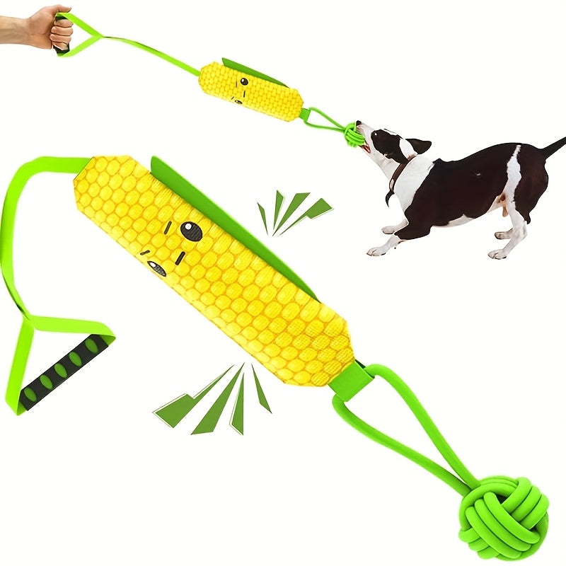 Dog Tug Rope Toy with Knotted Ball & Squeaker Interactive Tug-of-War Chew Toy for Medium Large Dogs - Training Rope Ball Toy in Corn Eagle Shark Camouflage Designs