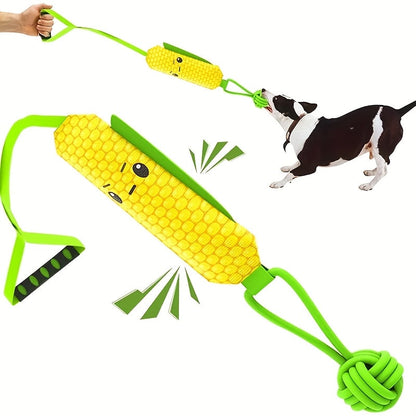 Dog Tug Rope Toy with Knotted Ball & Squeaker Interactive Tug-of-War Chew Toy for Medium Large Dogs - Training Rope Ball Toy in Corn Eagle Shark Camouflage Designs