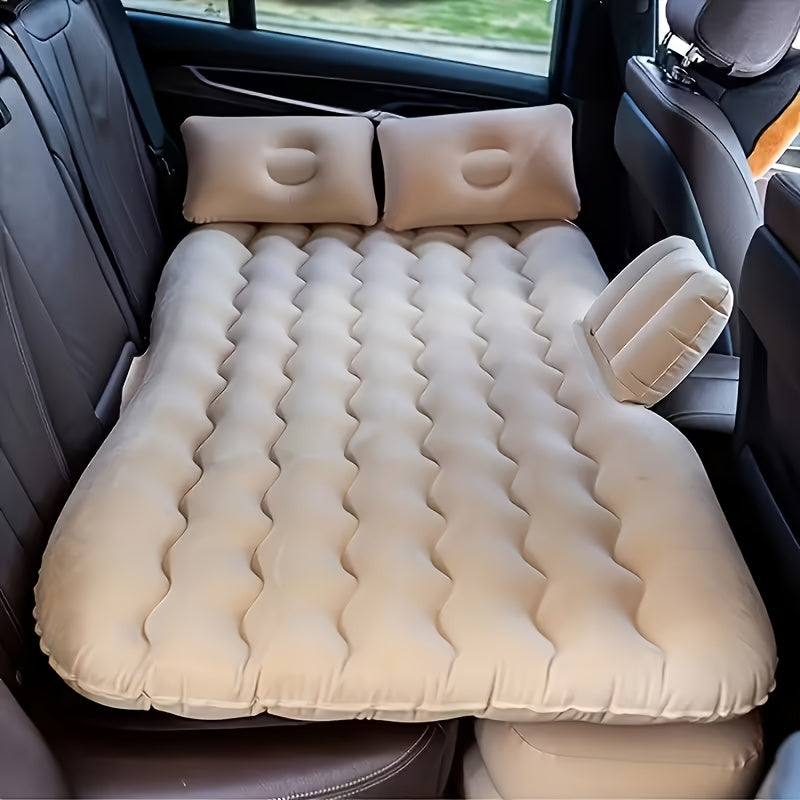 Premium Blue Gray And Beige Black Portable Inflatable Car Mattress, Car Beds for Vehicles, PVC Material, Suitable for Backseat Sleeping, Outdoor Camping Picnic Travel Cushion Bed, Car Additions for Men