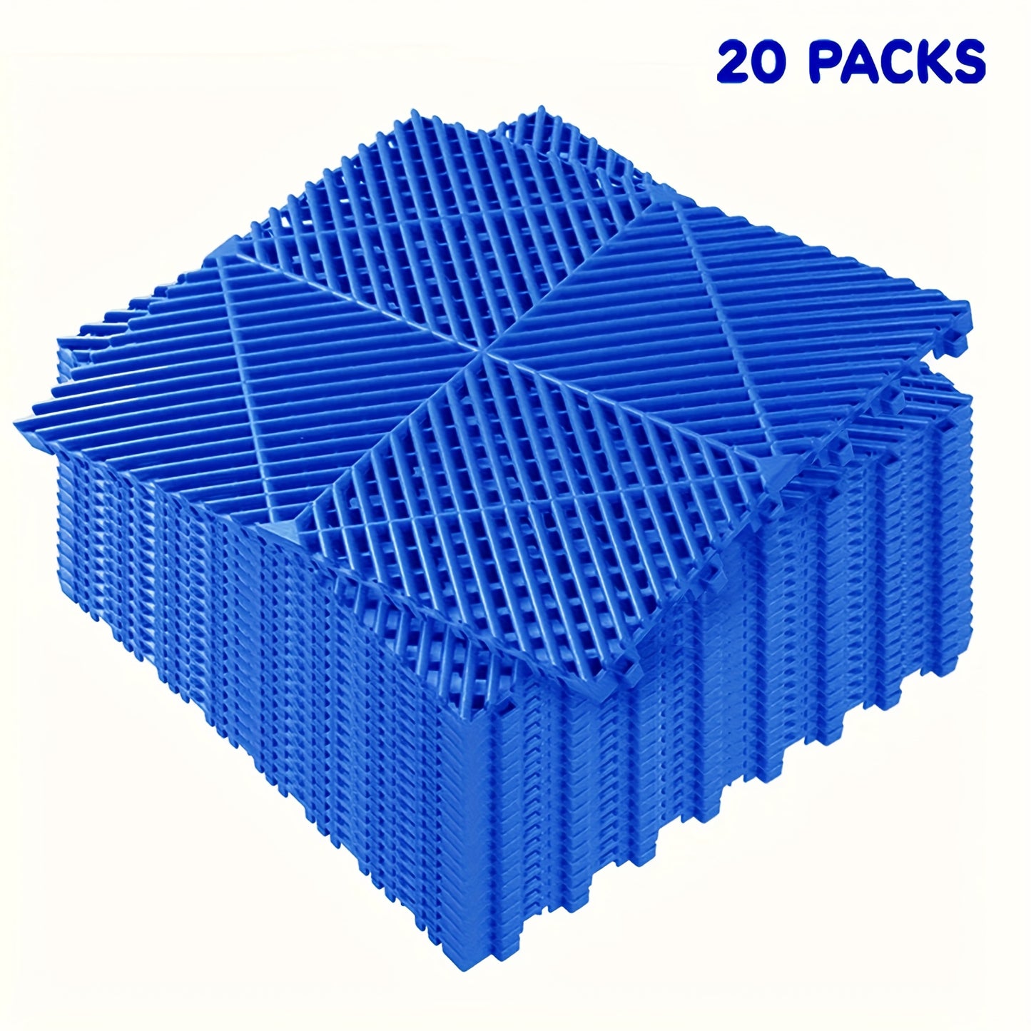 10 Edges And 2 Corners Only Optional 20 Pack 16"x 16"x 0.75"(Thickness) Interlocking Garage Floor Tiles, Modular Drainage Floor Mat, Non-Slip Splicing Interlocking Drainage Mats Floor Tile for Garage Car Wash Basement, Etc