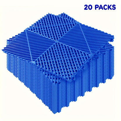10 Edges And 2 Corners Only Optional 20 Pack 16"x 16"x 0.75"(Thickness) Interlocking Garage Floor Tiles, Modular Drainage Floor Mat, Non-Slip Splicing Interlocking Drainage Mats Floor Tile for Garage Car Wash Basement, Etc