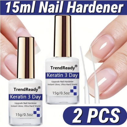 Nail Hardener for Weak Brittle Splitting Nails 2 Pack - Extra Strong Fast Drying Long Lasting White Nail Strengthener with Vitamin E Base Coat Manicure Treatment for Women Nail Care