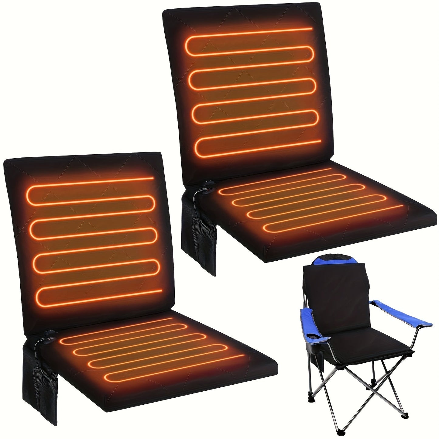 USB Heated Seat Cushion Foldable Heating Pad with 3 Adjustable Heat Modes – Portable Electric Warming Cushion for Stadium, Camping, Office & Outdoor Use, Available in 1pc & 2pcs (USB Power, No Battery)