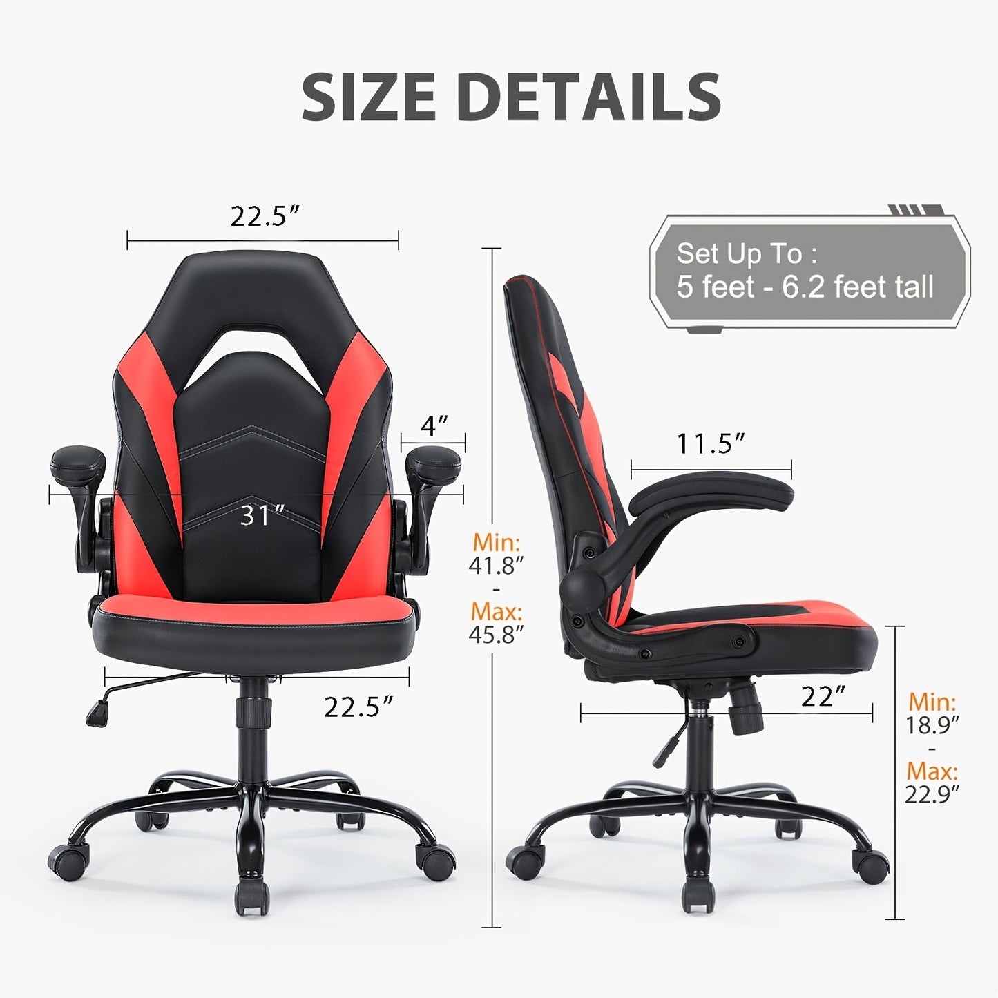 Ergonomic Gaming Chair with Rotating Armrest Lumbar Support & Headrest – Esports Racing Style Computer Office Chair with Footrest for Home Office Desk Work Study