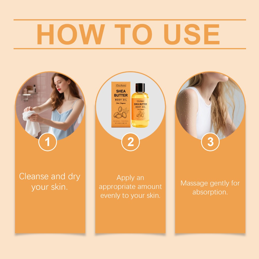 Shea Butter Body Oil Moisturizing Non-Greasy Fast Absorbing Lightweight Formula – Gentle Mild Cleansing Soft Smooth Skin All Body Daily Skin Care Value Pack 3.38oz 2pcs