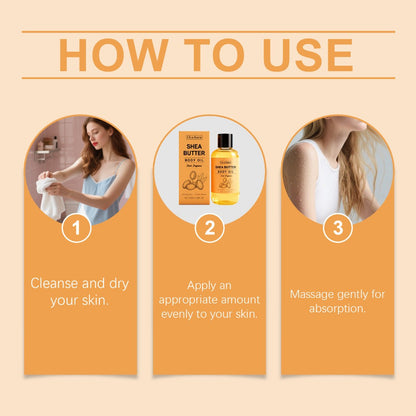Shea Butter Body Oil Moisturizing Non-Greasy Fast Absorbing Lightweight Formula – Gentle Mild Cleansing Soft Smooth Skin All Body Daily Skin Care Value Pack 3.38oz 2pcs