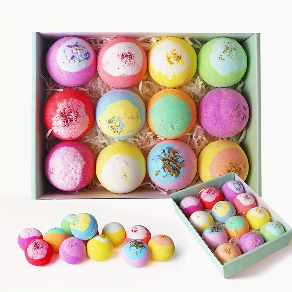 Bath Bomb Gift Set 12 Pack Extra Large - Mixed Essential Oil Bubble Bath Balls with 12 Aromatic Scents, Luxury Spa Fizzy Bath Bombs for Women Men, Birthday Christmas Valentine's Day Gift