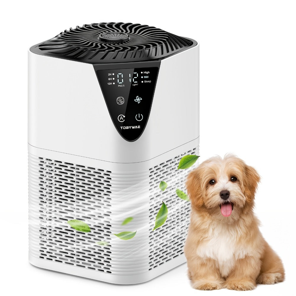 Air Purifier for Bedroom & Home – Covers 1250 Sq Ft, 3-in-1 True HEPA Filter, Removes Allergies, Pet Hair, Dust, Smoke & Odors, Air Quality Monitor, Aromatherapy, Better Sleep for Office & Living Room