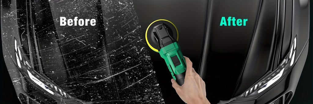 KIMO 20V Cordless Buffer Polisher Kit, 24 Accessories, 2 X 2000mAh Batteries, Car Polisher W/ 6 Variable Speed Up to 3634RPM, Cordless Polisher for Car Detailing Waxing Polishing Scratch Removing Bathroom Cleaning