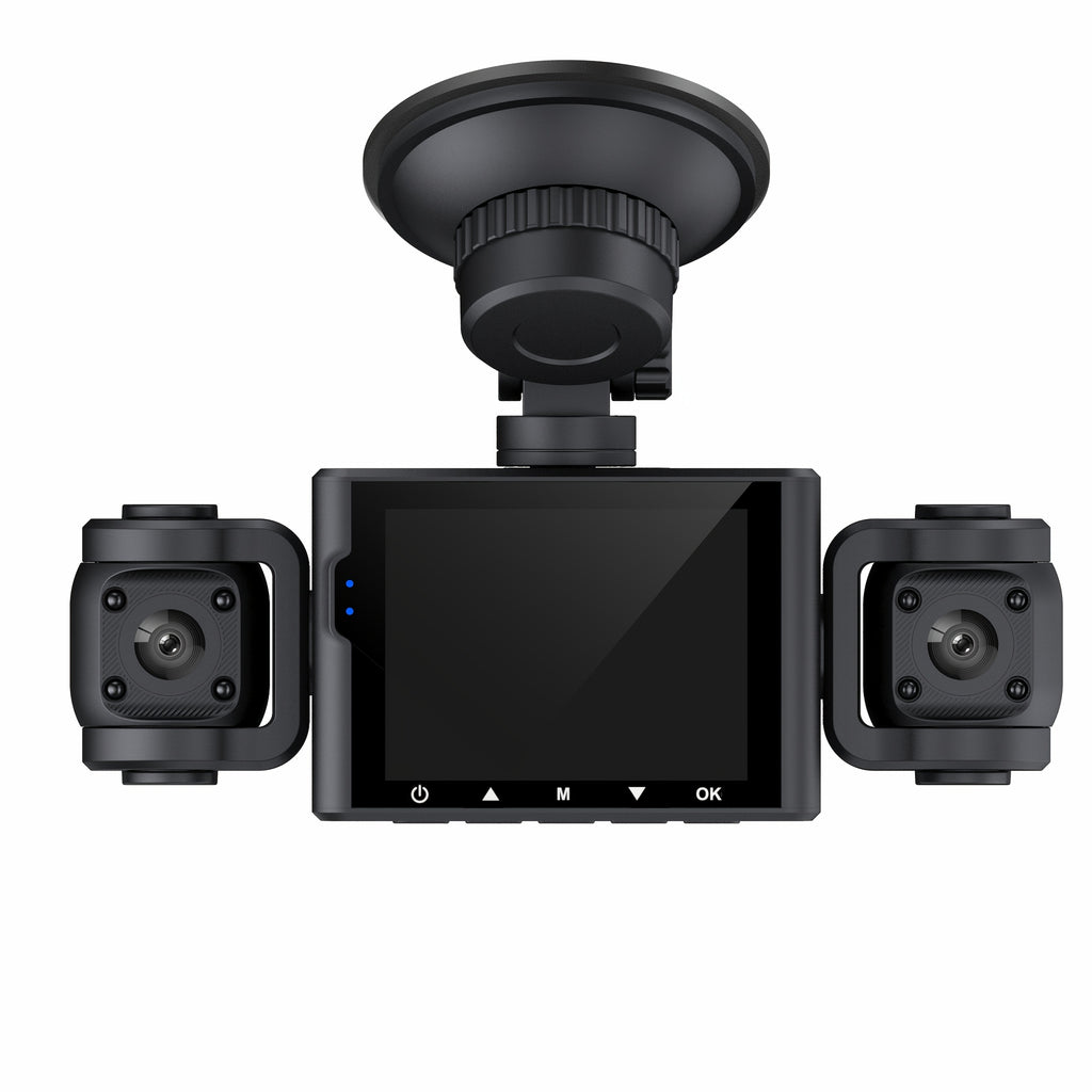 360° 3/4-Lens WIFI FHD 1080P Dash Cam for Cars, 1080P Front And 720P Left/Right/Rear Camera, Wide-Angle, Adjustable Lens, Audio, Loop Recording, G-Sensor, Enhanced Night Vision And Motion Detection - Free 64GB Memory Card for Extended Recording
