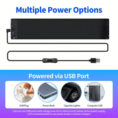 LED Scrolling Display Board with Bluetooth App Control, USB Powered Programmable RGB Matrix Panel for Text, Patterns & Animations, Indoor Sign for Shop, Bar, Hotel, Gas Station, Restaurant, Movie Screen