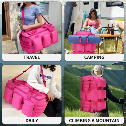 Convertible Travel Duffel Bag 3-in-1 Rose Red 50L – Weekender Backpack & Gym Bag for Men & Women, Sports, Camping & Daily Use, Large Capacity Carry-On with Multiple Carry Modes