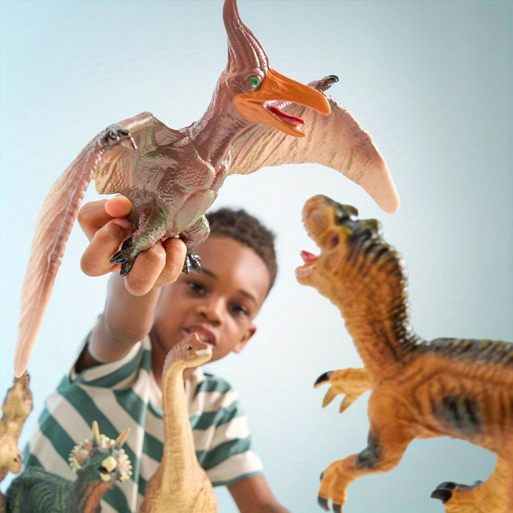 Toddler Dinosaur Figures with Educational Book – 6 Jumbo Soft Realistic Dinosaur Toys for Toddlers 1+ Years, Learning Playset for Kids, Perfect Gift for Boys & Girls, Christmas & Birthday Toys