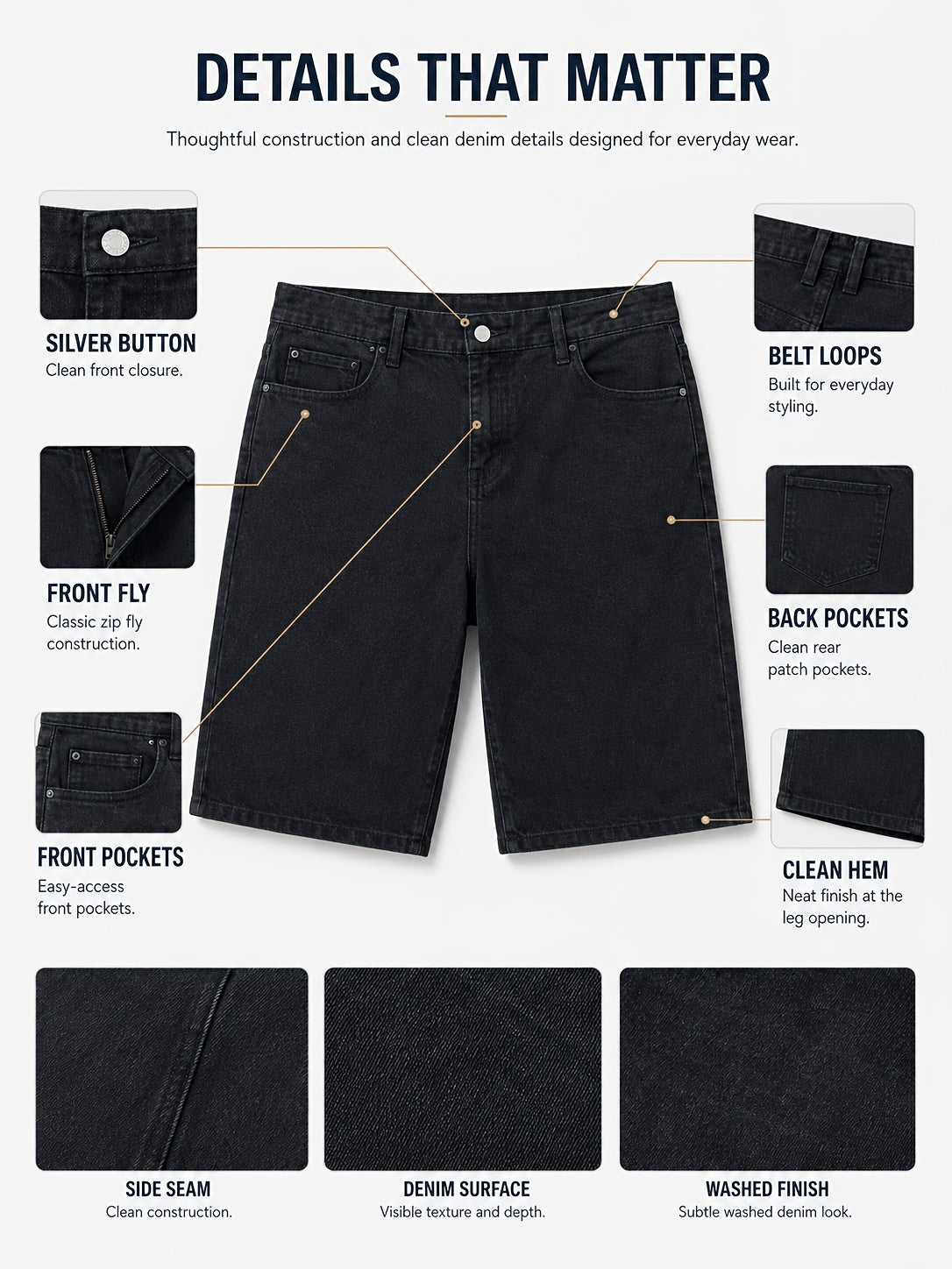 Men's Denim Shorts - Relaxed Fit With Pockets