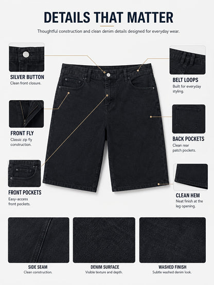 Men's Denim Shorts - Relaxed Fit With Pockets
