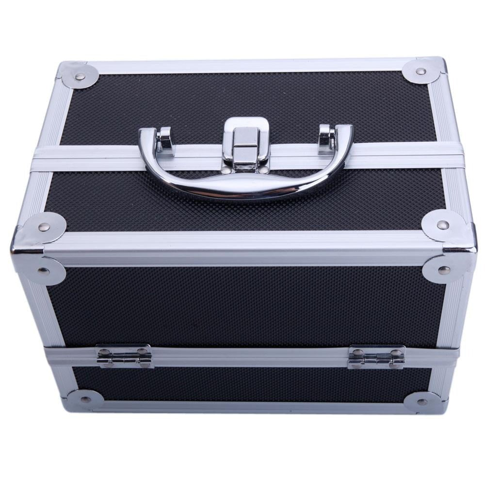 Aluminum Makeup Train Case with Wheels Large Capacity Lockable Cosmetic Trolley Organizer Adjustable Dividers Retractable Handle for Makeup Artists Salon Travel Black Silver Pink Beauty Gift