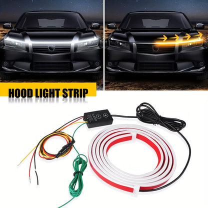 Car Hood LED Light Strip – 79" / 6FT Flexible Daytime DRL Strip with Fuse Protection, Universal Fit for Car SUV Truck Van, No Wiring Needed, White 12V (1.8M)