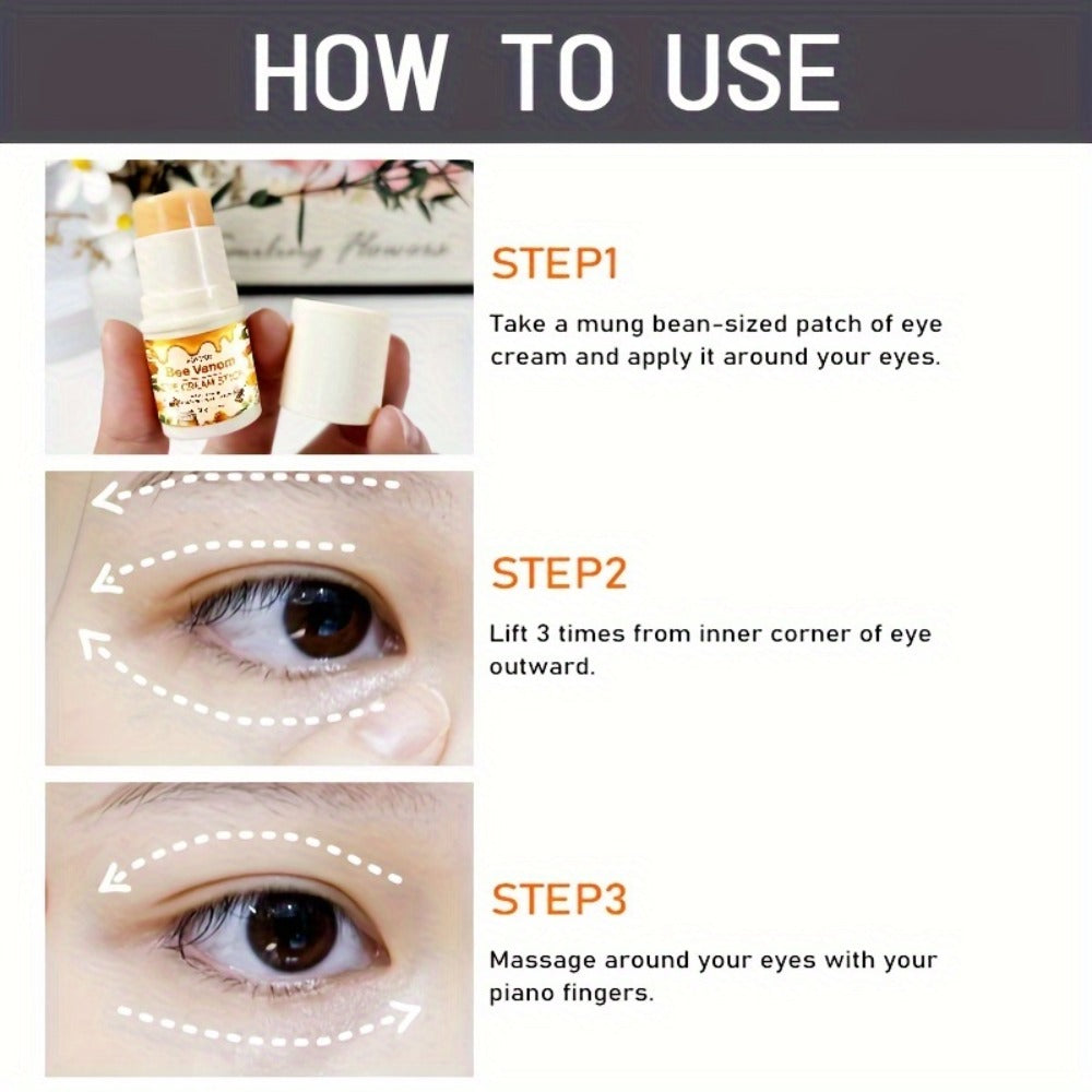 Bee Venom Collagen Under Eye Cream 3.8g — Instant Lifting Deep Moisturizing for Dark Circles Puffiness Fine Lines Wrinkles Hypoallergenic Anti-Aging Eye Treatment All Skin Types Women Men