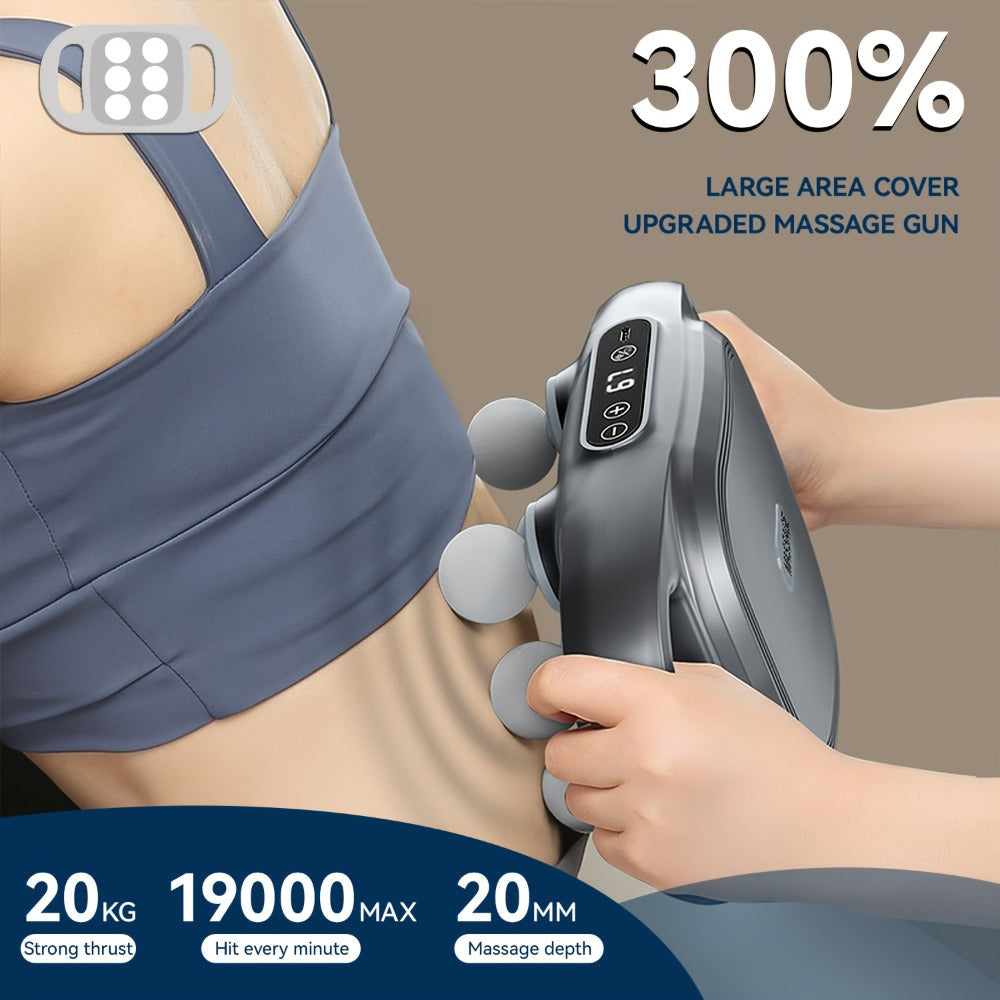 Tapping Massage Gun with 6 Interchangeable Heads – USB Rechargeable Handheld Deep Tissue Vibration Massager for Back, Neck, Shoulders, Legs & Full Body Muscle Relaxation, Professional Home Massager