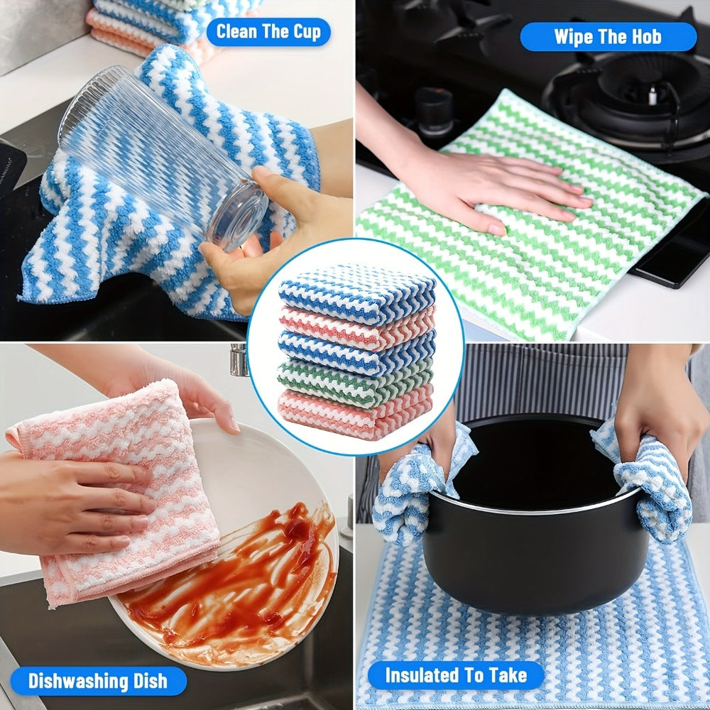 Microfiber Cleaning Cloths 18 Pack Ultra-Fine Fiber Reusable Dishwashing Cloths Knit Texture Multi-Color Assorted for Home Kitchen Dish Washing Counter Wiping Modern Style Cleaning Set