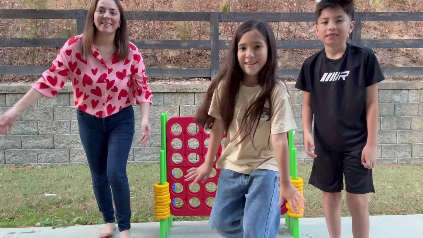 Height Adjustable Giant Connect 4 Game 33–37 Inch – Jumbo 4-in-a-Row Outdoor Yard Game with Quick Release Slider for Teens, Adults & Families, Indoor Outdoor BBQ Birthday Party Tailgate Game Set, Blue Red