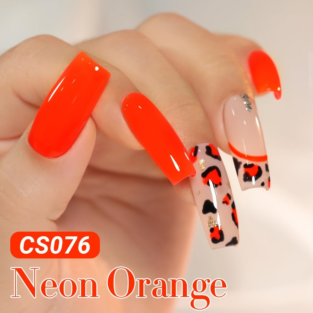 Gel Nail Polish Neon Orange Jelly Translucent Milky Sheer 0.54oz UV LED Soak Off — Long Lasting Chip Resistant CS076 Summer Ombre Jelly Nails DIY Nail Art for Women Home Salon